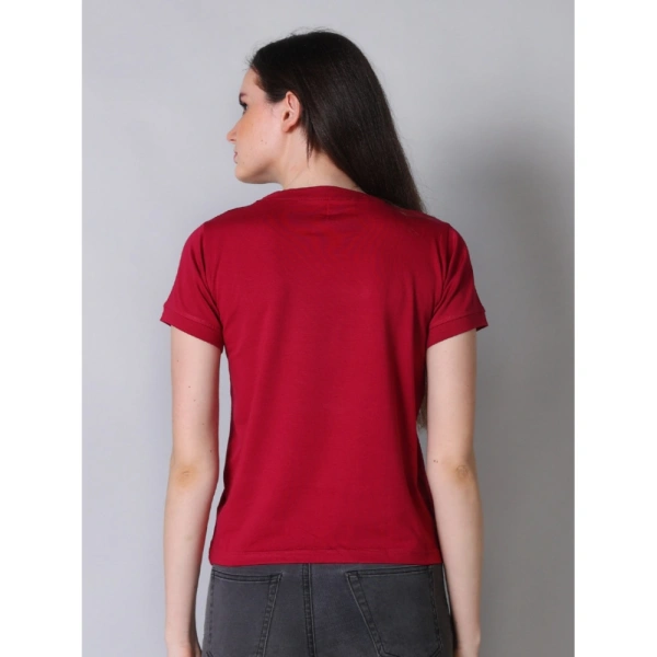 Women's Cotton Blended Solid Round Neck Half Sleeve T-Shirt (Maroon) - L