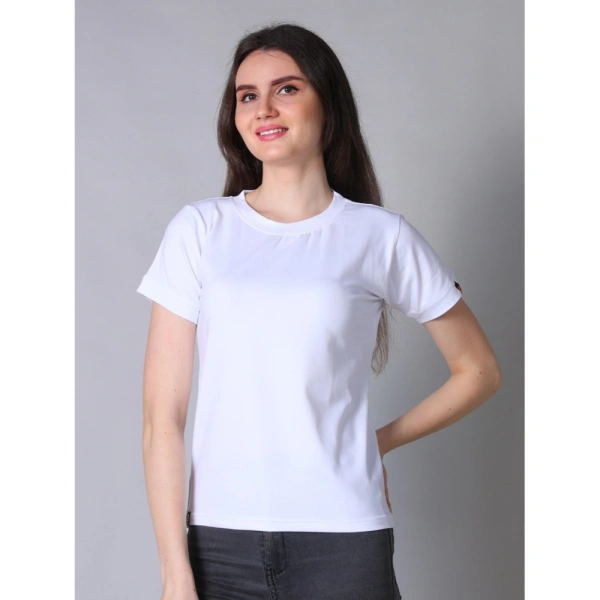 Women's Cotton Blended Solid Round Neck Half Sleeve T-Shirt (White) - M