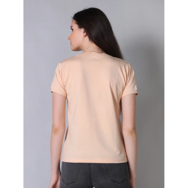 Women's Cotton Blended Solid Round Neck Half Sleeve T-Shirt (Peach) - L