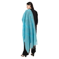 Women's Cotton Embroidered Dupatta (Aqua Blue, Length:Â 2.25 to 2.50 Mtr)