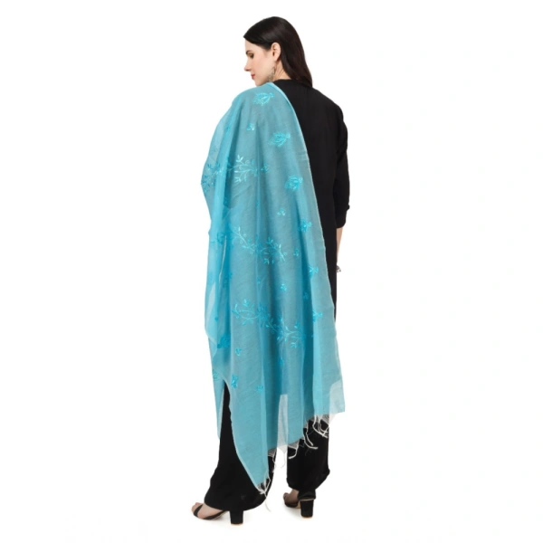 Women's Cotton Embroidered Dupatta (Aqua Blue, Length:Â 2.25 to 2.50 Mtr)