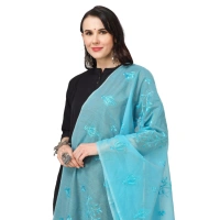 Women's Cotton Embroidered Dupatta (Aqua Blue, Length:Â 2.25 to 2.50 Mtr)