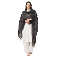 Women's Cotton Embroidered Dupatta (Black, Length:Â 2.25 to 2.50 Mtr)