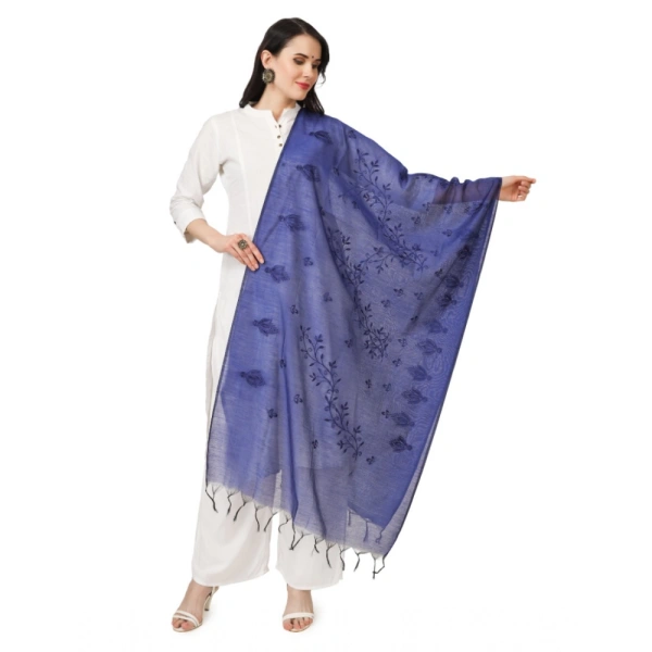 Women's Cotton Embroidered Dupatta (Blue, Length:Â 2.25 to 2.50 Mtr)