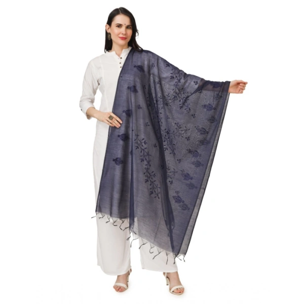 Women's Cotton Embroidered Dupatta (Dark Blue, Length:Â 2.25 to 2.50 Mtr)
