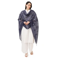 Women's Cotton Embroidered Dupatta (Dark Blue, Length:Â 2.25 to 2.50 Mtr)