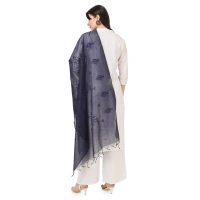 Women's Cotton Embroidered Dupatta (Dark Blue, Length:Â 2.25 to 2.50 Mtr)