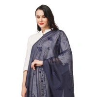 Women's Cotton Embroidered Dupatta (Dark Blue, Length:Â 2.25 to 2.50 Mtr)