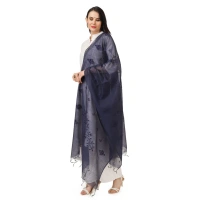 Women's Cotton Embroidered Dupatta (Dark Blue, Length:Â 2.25 to 2.50 Mtr)
