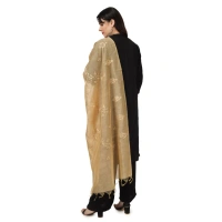 Women's Cotton Embroidered Dupatta (Gold, Length:Â 2.25 to 2.50 Mtr)