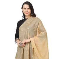 Women's Cotton Embroidered Dupatta (Gold, Length:Â 2.25 to 2.50 Mtr)