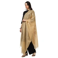 Women's Cotton Embroidered Dupatta (Gold, Length:Â 2.25 to 2.50 Mtr)