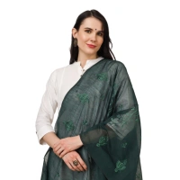 Women's Cotton Embroidered Dupatta (Green, Length:Â 2.25 to 2.50 Mtr)