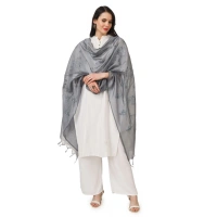 Women's Cotton Embroidered Dupatta (Grey, Length:Â 2.25 to 2.50 Mtr)