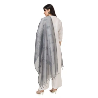 Women's Cotton Embroidered Dupatta (Grey, Length:Â 2.25 to 2.50 Mtr)