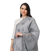 Women's Cotton Embroidered Dupatta (Grey, Length:Â 2.25 to 2.50 Mtr)