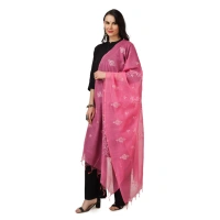 Women's Cotton Embroidered Dupatta (Pink, Length:Â 2.25 to 2.50 Mtr)