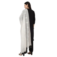 Women's Cotton Embroidered Dupatta (White, Length: 2.25 to 2.50 Mtr)