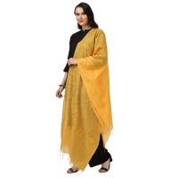 Women's Cotton Embroidered Dupatta (Yellow, Length:Â 2.25 to 2.50 Mtr)