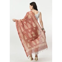 Women's Cotton Printed Dupatta (Brown, Length: Free Size)