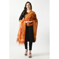 Women's Cotton Printed Dupatta (Mustard, Length: Free Size)