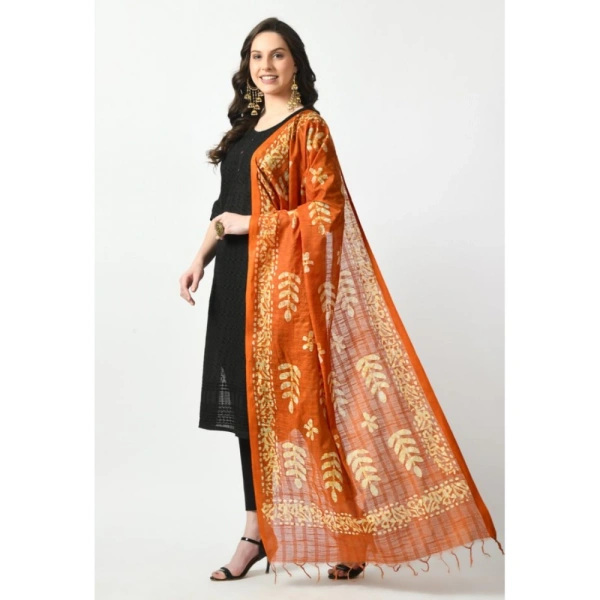 Women's Cotton Printed Dupatta (Mustard, Length: Free Size)