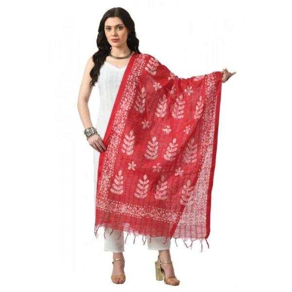 Women's Cotton Printed Dupatta (Rani, Length: Free Size)