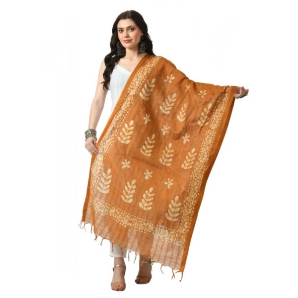 Women's Cotton Printed Dupatta (Rust, Length: Free Size)
