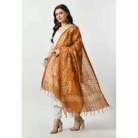 Women's Cotton Printed Dupatta (Rust, Length: Free Size)