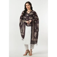 Women's Cotton Printed Dupatta (Wine, Length: Free Size)