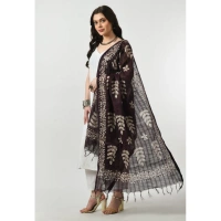 Women's Cotton Printed Dupatta (Wine, Length: Free Size)