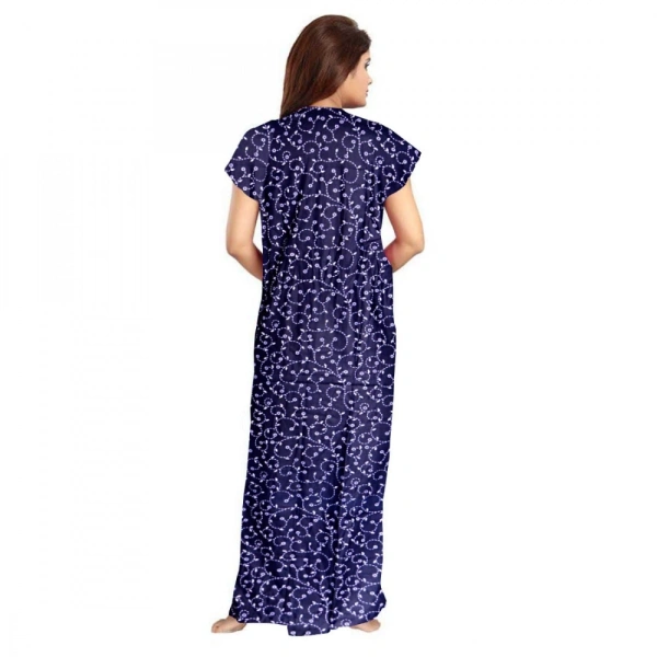 Women's Cotton Printed Maxi Nighty (Blue) - 2XL