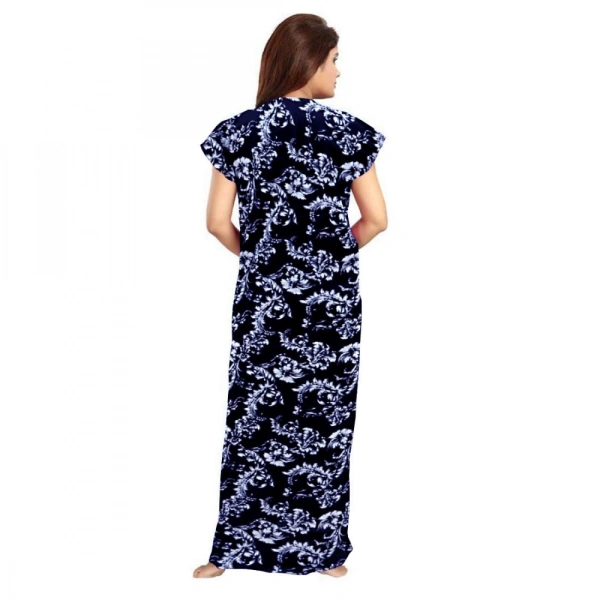 Shopnav Women's Cotton Printed Maxi Nighty (Blue) - 2XL