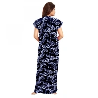 Shopnav Women's Cotton Printed Maxi Nighty (Blue) - 2XL