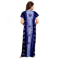 Shopnav Women's Cotton Printed Maxi Nighty (Blue) - 2XL