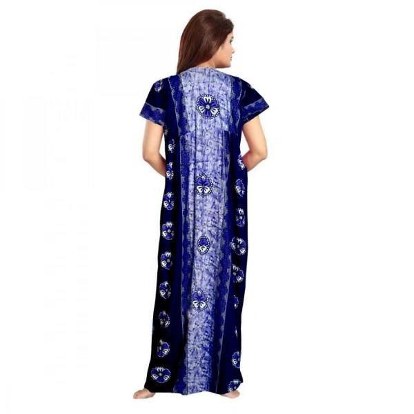 Shopnav Women's Cotton Printed Maxi Nighty (Blue) - 2XL