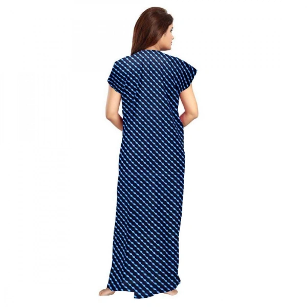 Shopnav Women's Cotton Printed Maxi Nighty (Blue) - 2XL