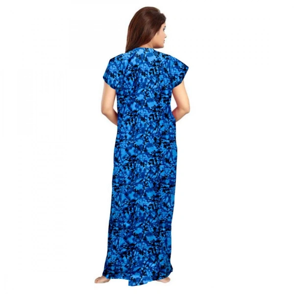 Shopnav Women's Cotton Printed Maxi Nighty (Blue) - 2XL