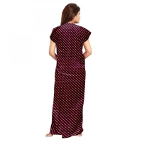 Shopnav Women's Cotton Printed Maxi Nighty (Brown) - 2XL