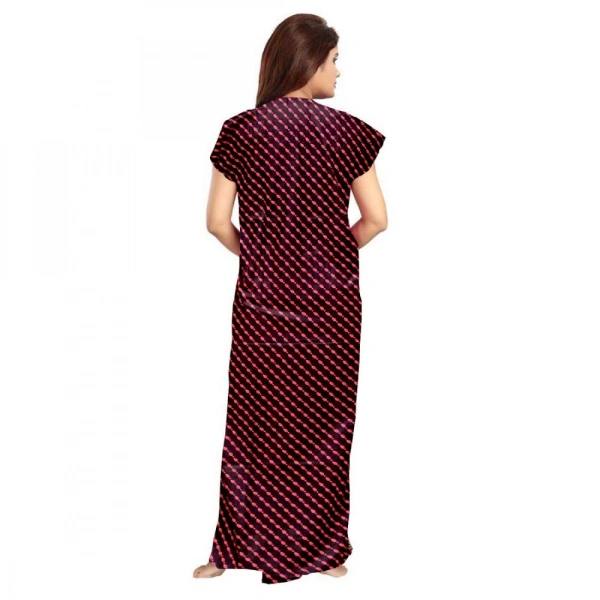 Shopnav Women's Cotton Printed Maxi Nighty (Brown) - 2XL