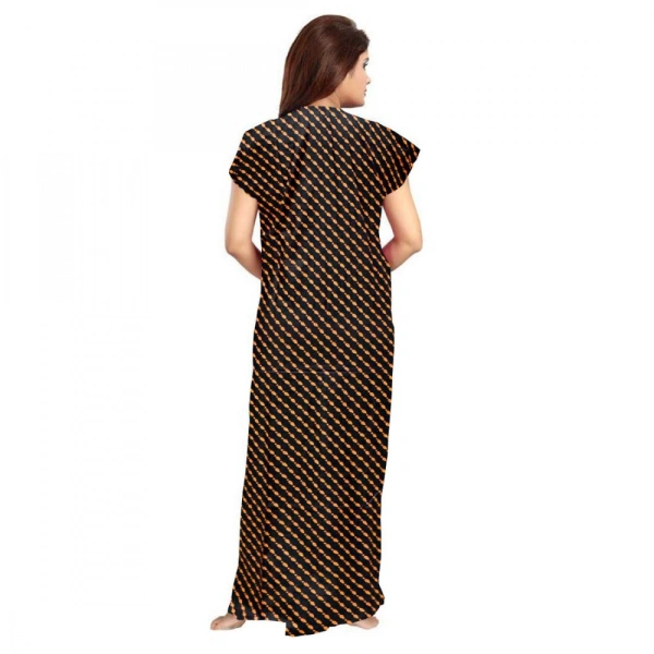Shopnav Women's Cotton Printed Maxi Nighty (Brown) - L
