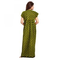 Shopnav Women's Cotton Printed Maxi Nighty (Green) - 2XL