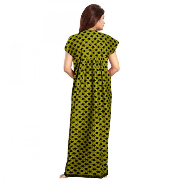 Shopnav Women's Cotton Printed Maxi Nighty (Green) - 2XL