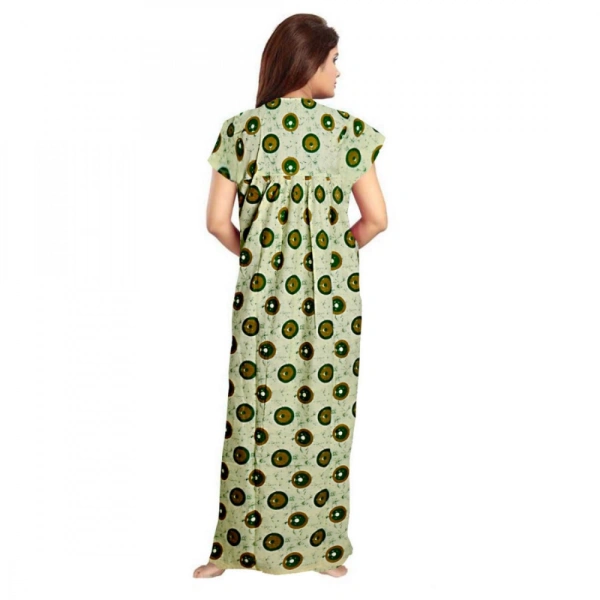 Shopnav Women's Cotton Printed Maxi Nighty (Green) - L