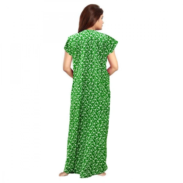 Shopnav Women's Cotton Printed Maxi Nighty (Green) - L