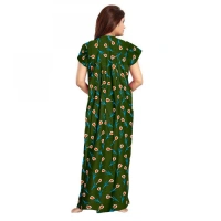 Shopnav Women's Cotton Printed Maxi Nighty (Green) - L