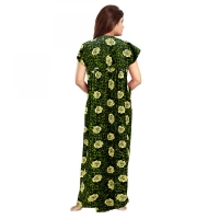 Shopnav Women's Cotton Printed Maxi Nighty (Green) - L