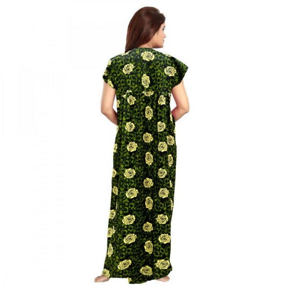 Shopnav Women's Cotton Printed Maxi Nighty (Green) - L