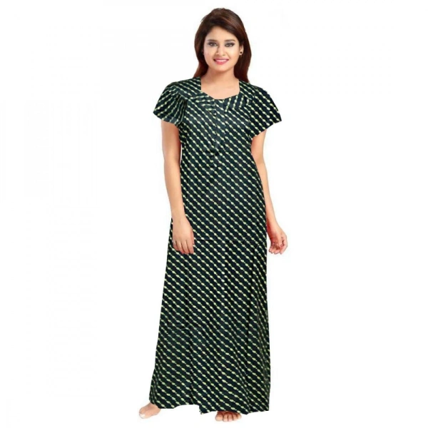 Shopnav Women's Cotton Printed Maxi Nighty (Green) - L