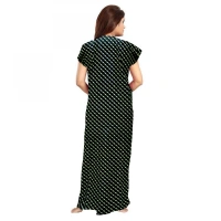 Shopnav Women's Cotton Printed Maxi Nighty (Green) - L